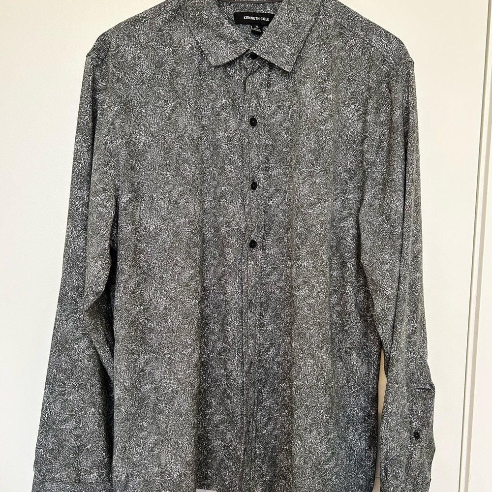 Kenneth Cole Men's Green Textured Button Down Shirt